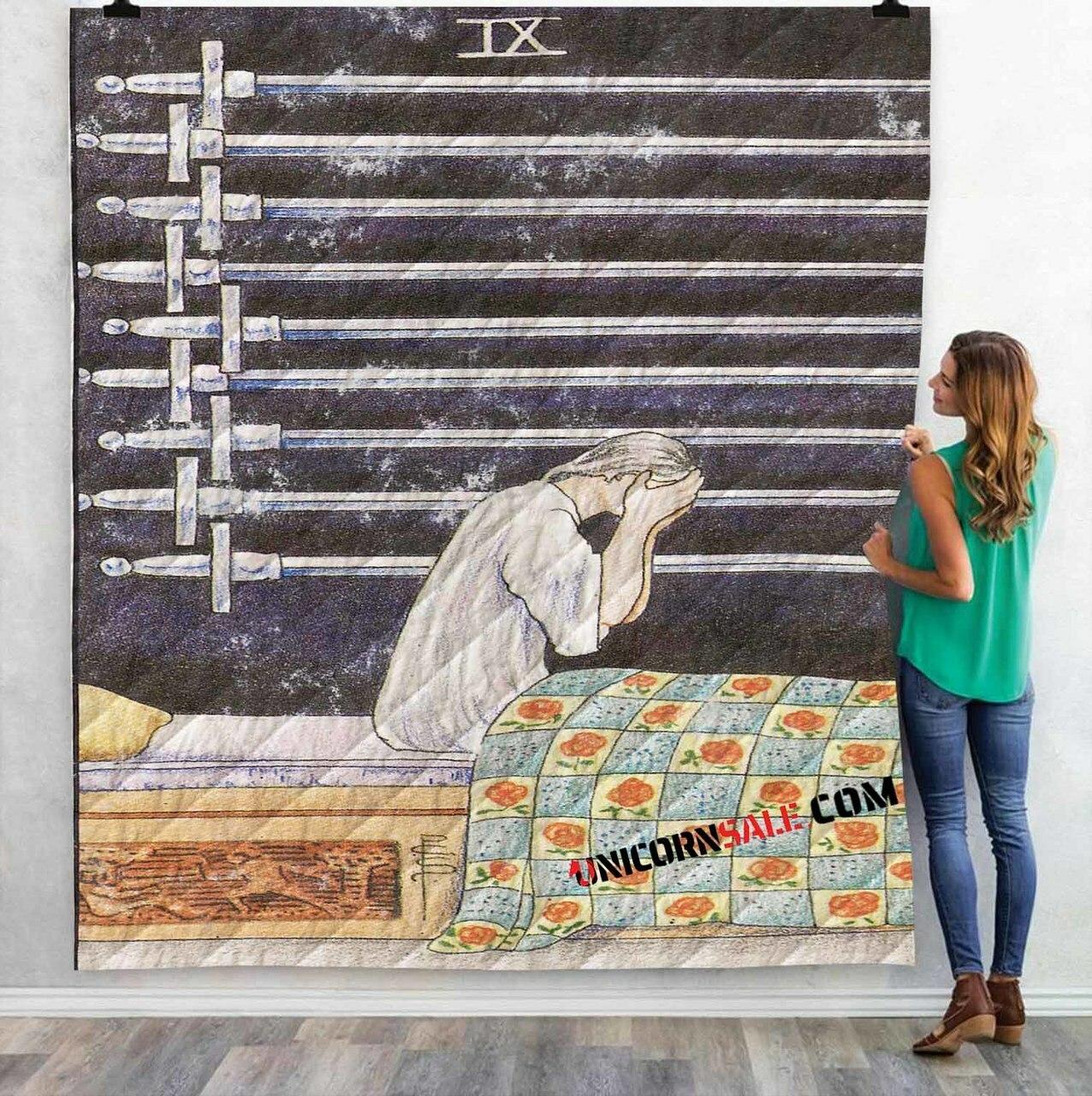 Tarot Card 9 w 3Dtomized onalized Quilt Blanket