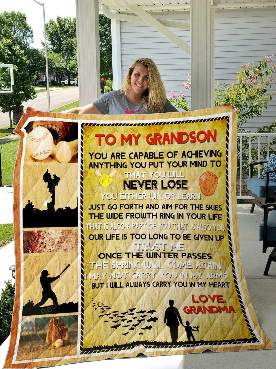 onalizedeball To My Gron From Grandma You Are Capable Of Achieving Quilt Blanket Greattomized G For Birthday C Thgiving Perfect G Foreball Lover