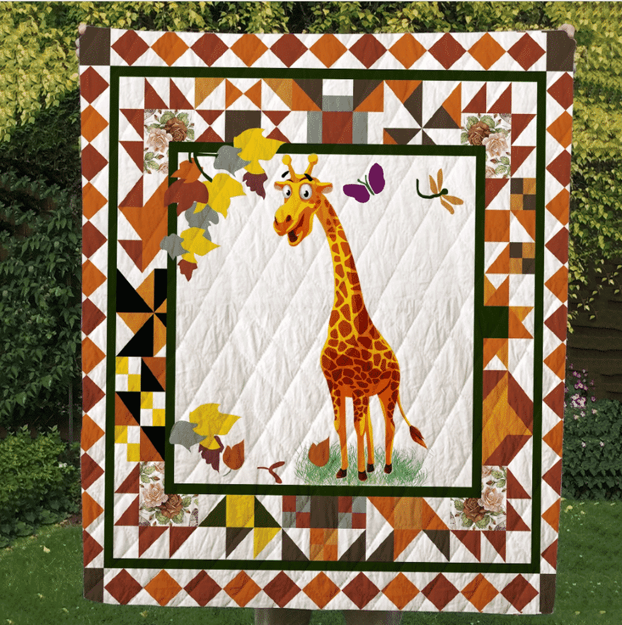Giraffe Eat Love Pray Quilt Blanket Dhc020120472Td