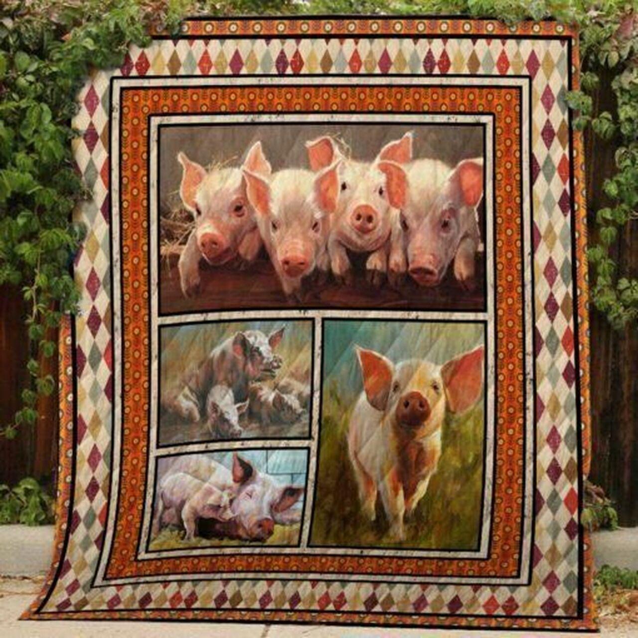 Pig Family Quilt Blanket Greattomized Blanket G For Birthday C Thgiving