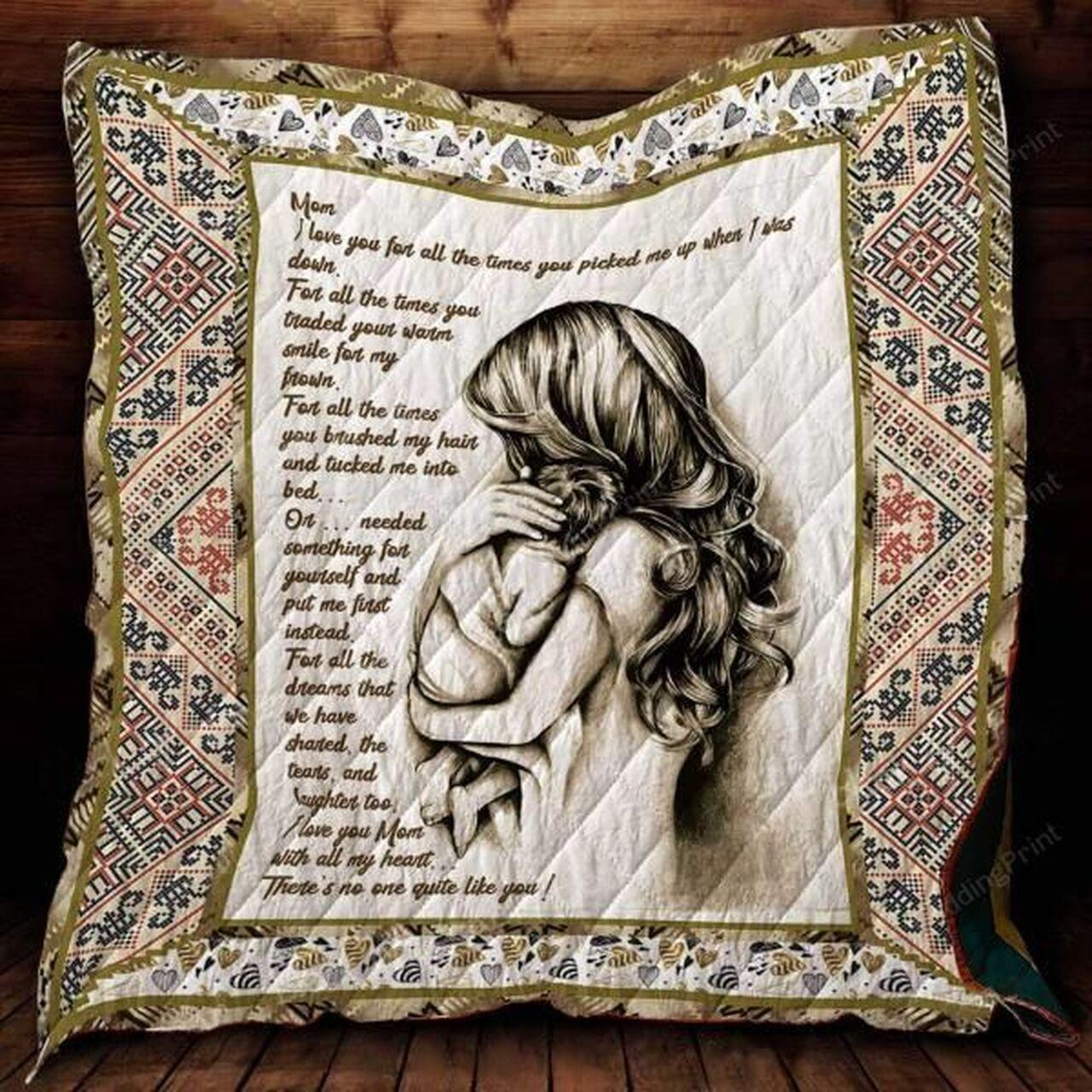 Mom I Love You With All My Heart Quilt Blanket
