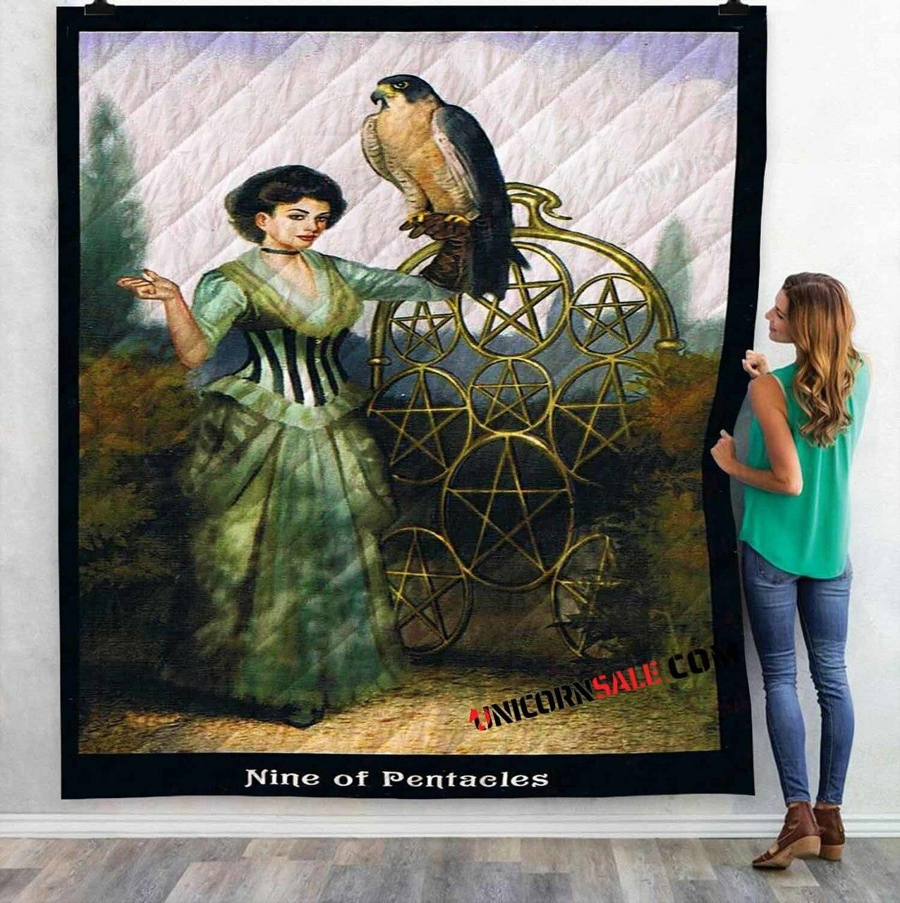 Tarot Card 9 Of Penta 3Dtomized onalized Quilt Blanket