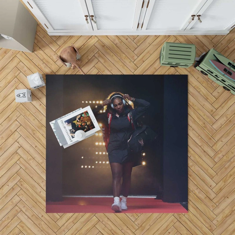 Serena Williams Exciting Tennis Player Rug
