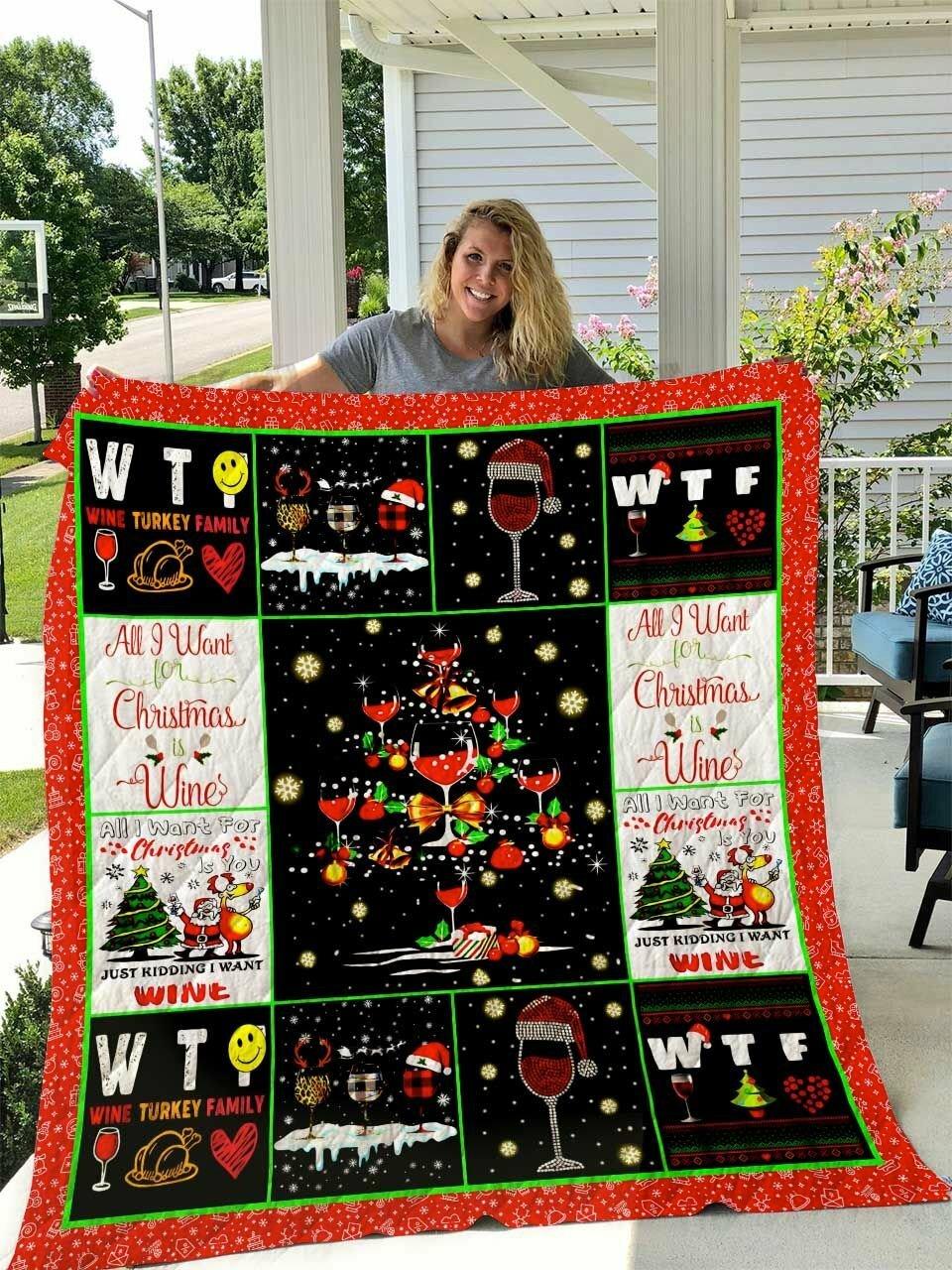 All I Want For C Is Wine Quilt Blanket Greattomized Blanket G For Birthday C Thgiving