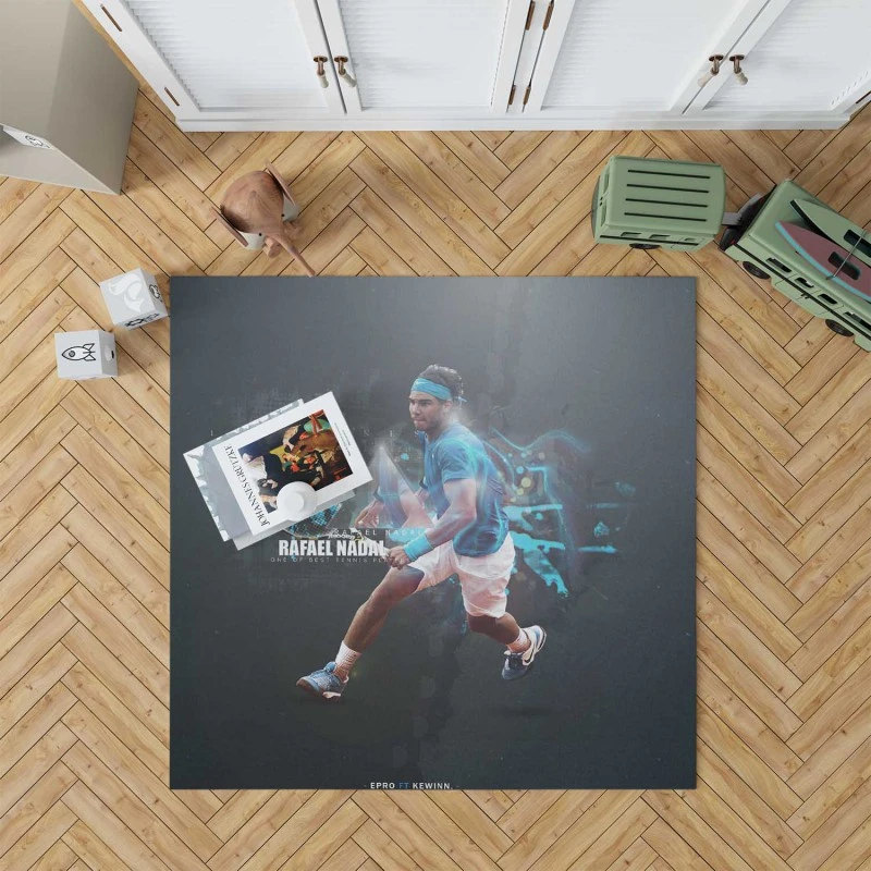 Powerful Tennis Playerrafael Nadal Rug