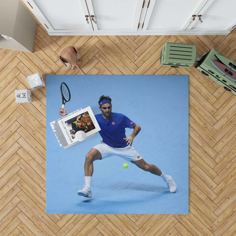 Optimistic Tennis Player Roger Federer Rug