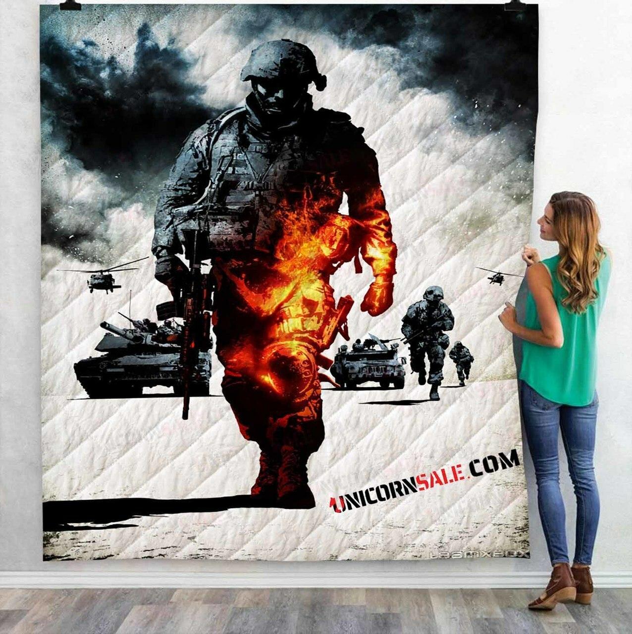 Ps3 Game Battlefield Bad Company D 3Dtomized onalized Quilt Blanket