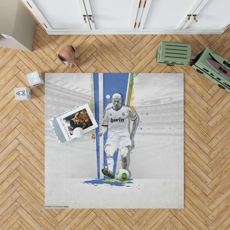 Energetic Footballer Zinedine Zidane Rug