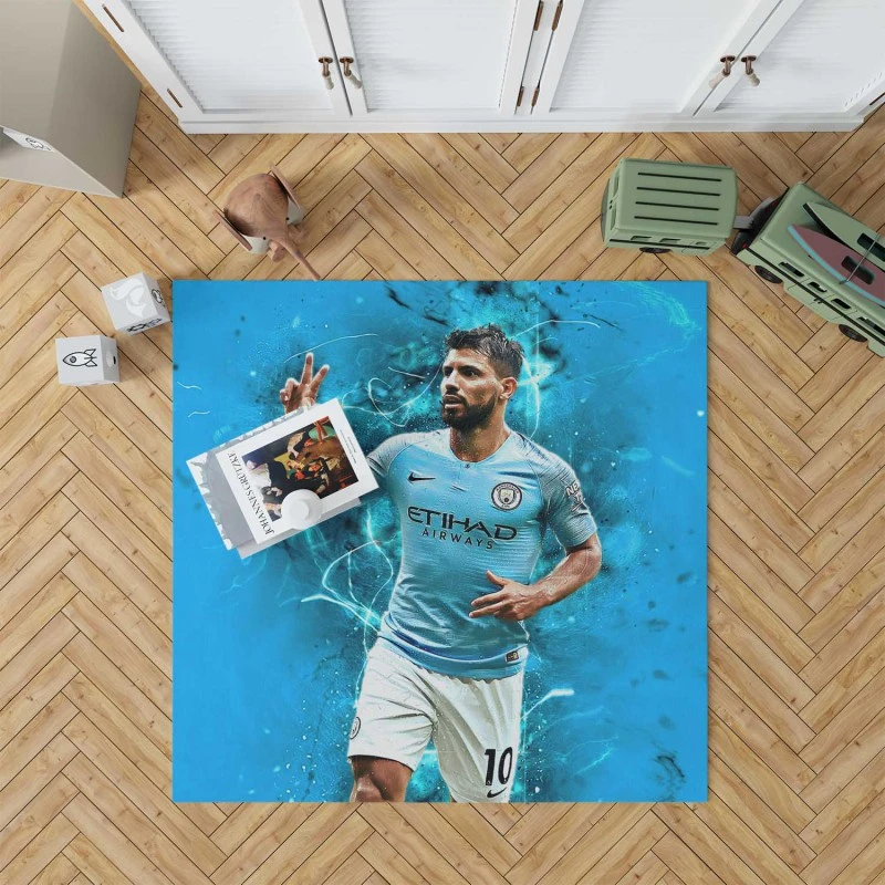 Sergio Aguero Fa Community Shields Football Player Rug