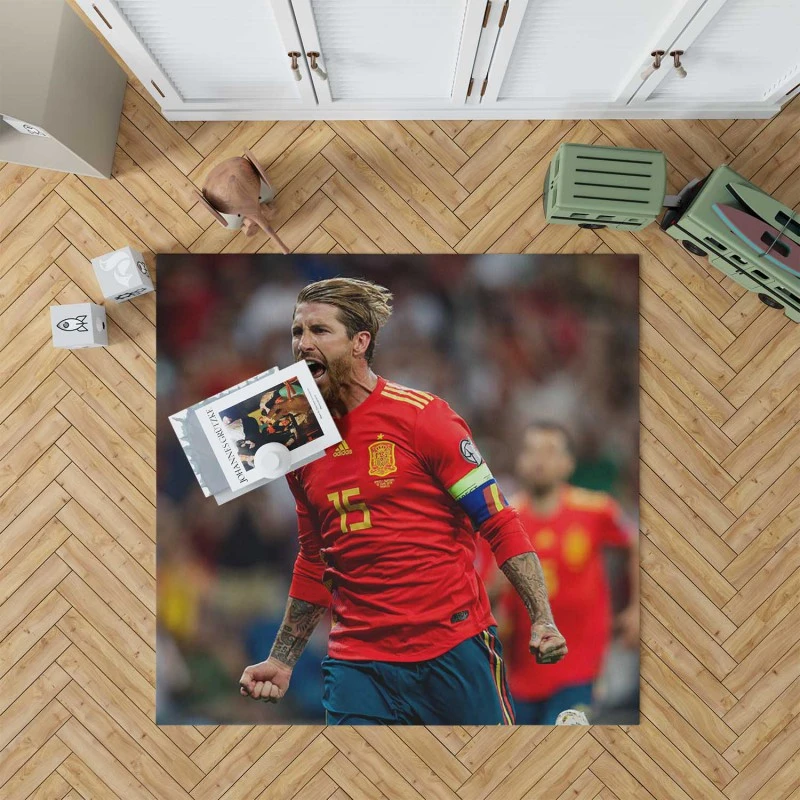 Sergio Ramos Motivational Football Player Rug