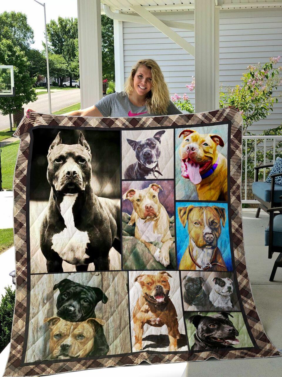 American Pit Bull Terrier Dog Quilt Blanket Greattomized Blanket G For Birthday C Thgiving