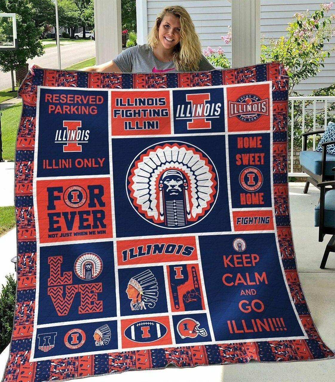 Illi Fighting Illini Quilt Blanket