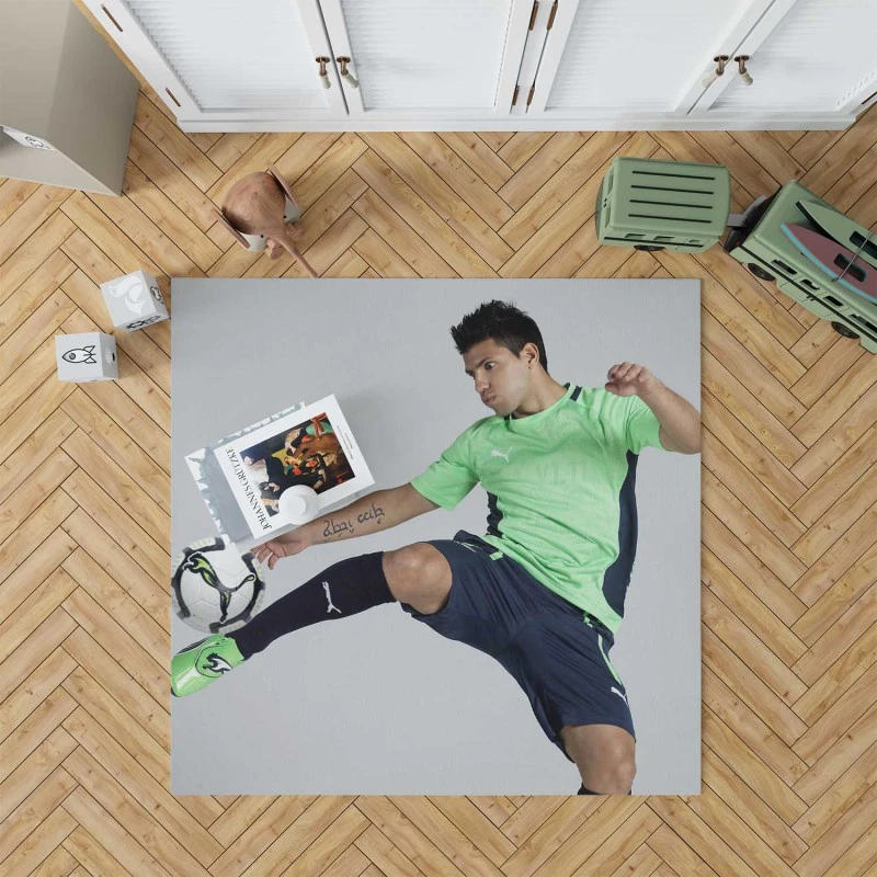 Euphoric Footballer Sergio Aguero Rug