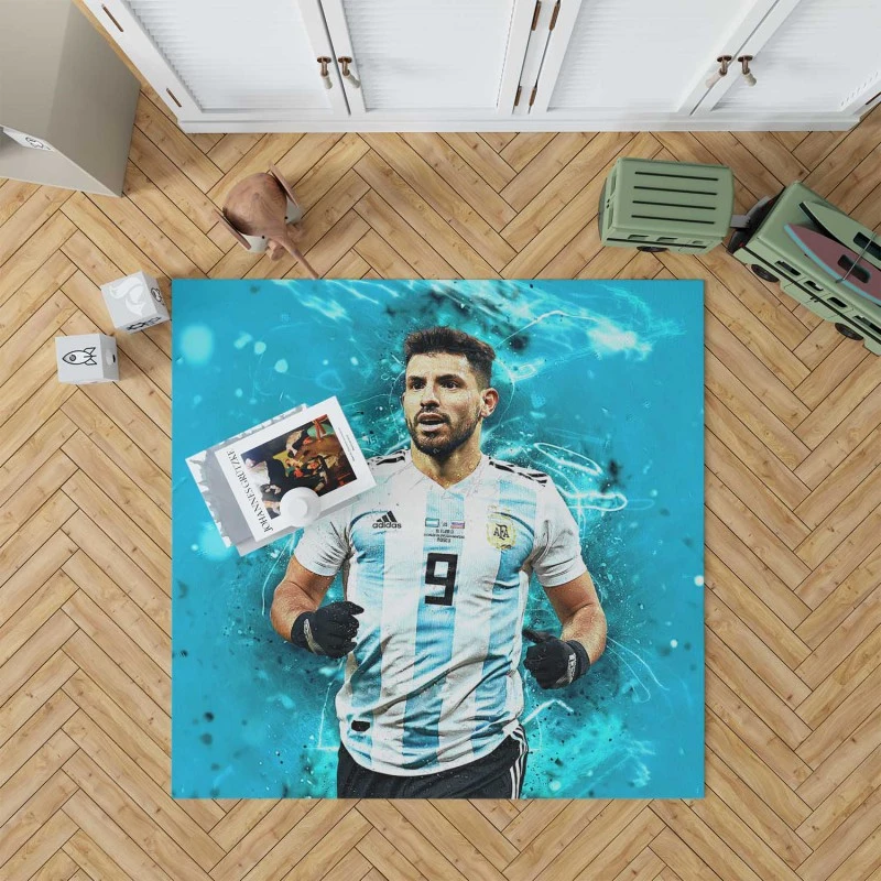 Sergio Aguero Argentina World Football Player Rug