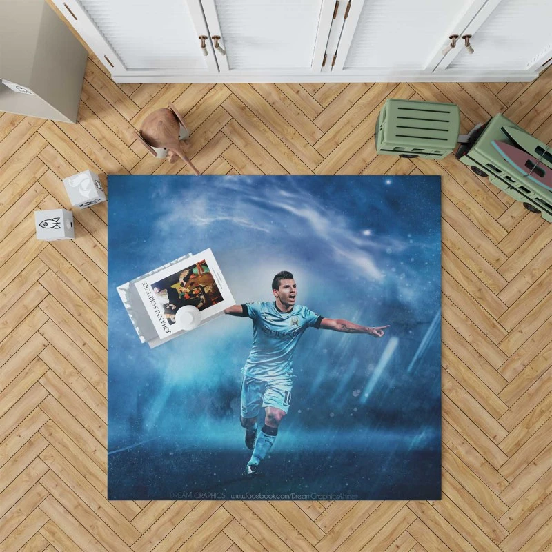 Competitive Football Player Sergio Aguero Rug
