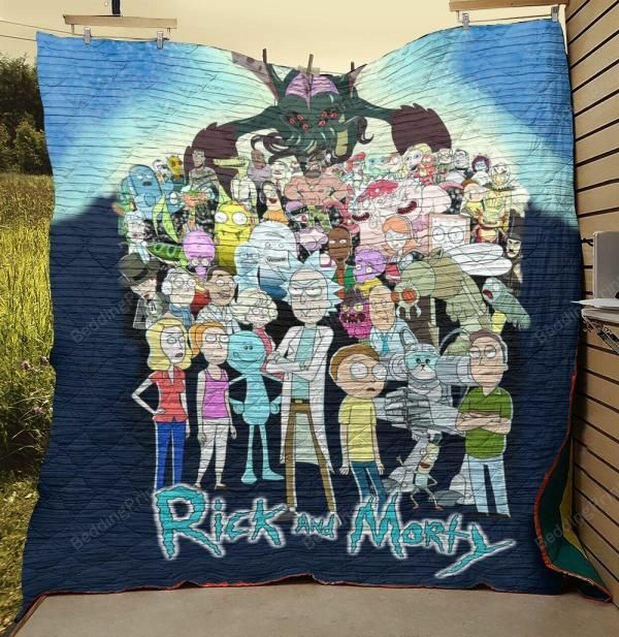 Rick And Morty Charac Quilt Blanket Fan Made