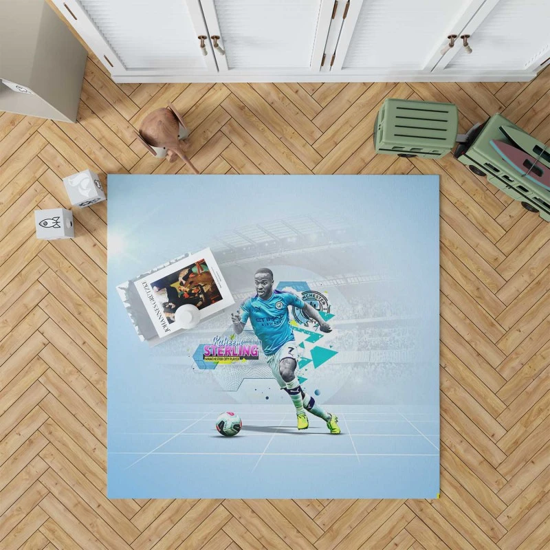Competitive Man City Footballer Raheem Sterling Rug