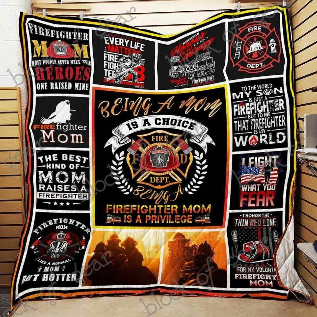 Proud Firefighter Mom Blanket Kc1307 Quilt