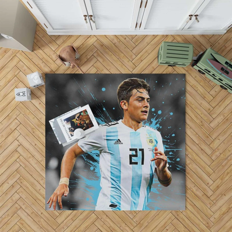 Paulo Dybala Athletic Soccer Player Rug