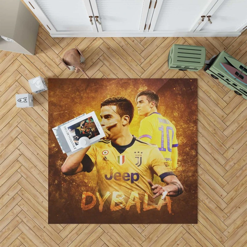Paulo Dybala Hardworking Sports Player Rug