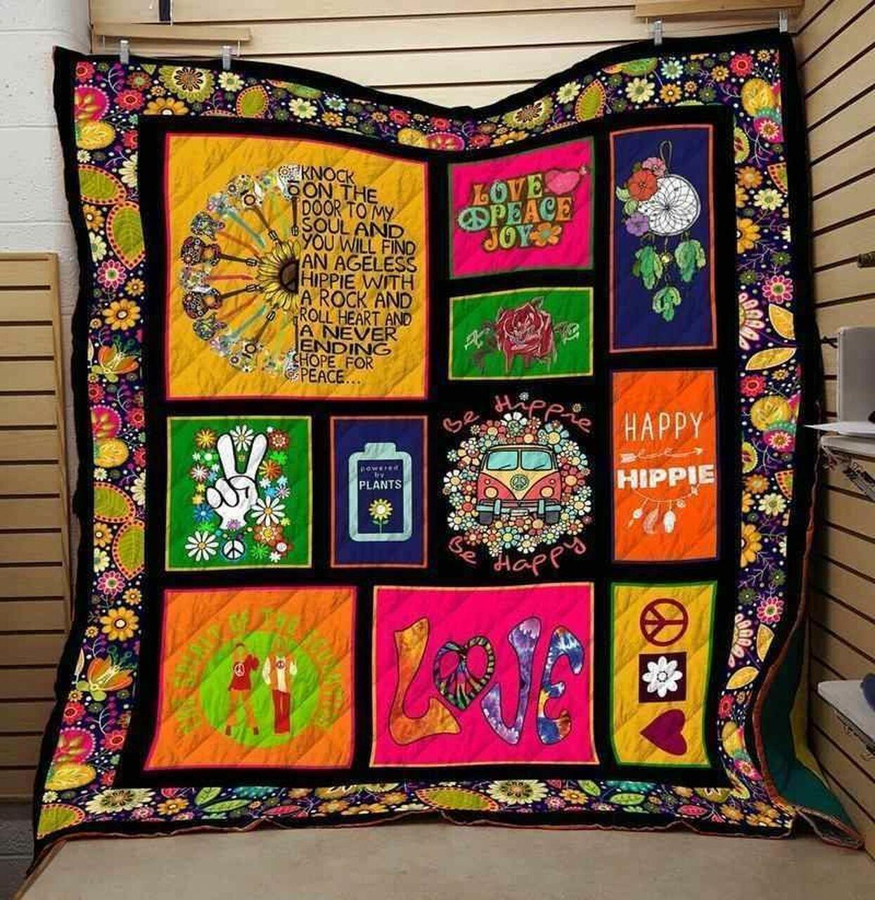 Hippie Love Peace Joy Blanket Th2906 Quilt