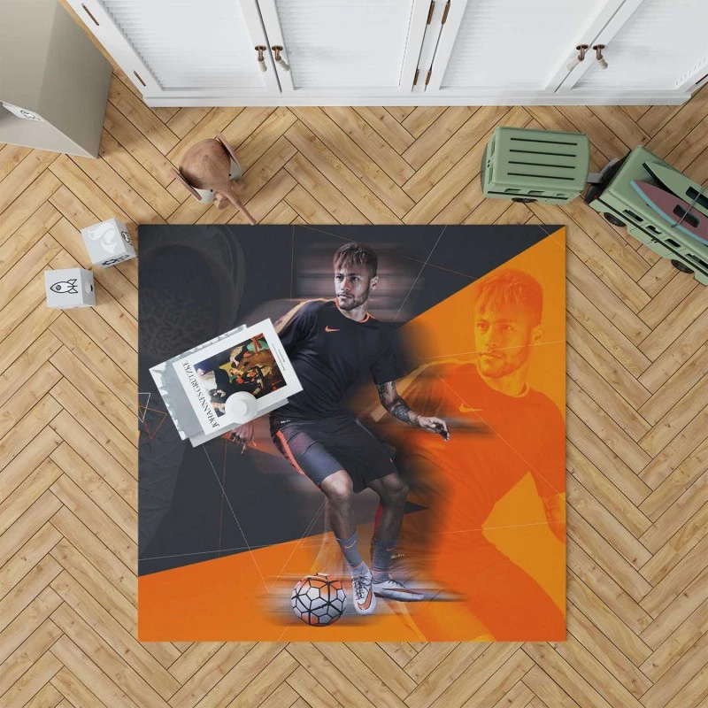 Neymar Jr Spirited Soccer Player Rug