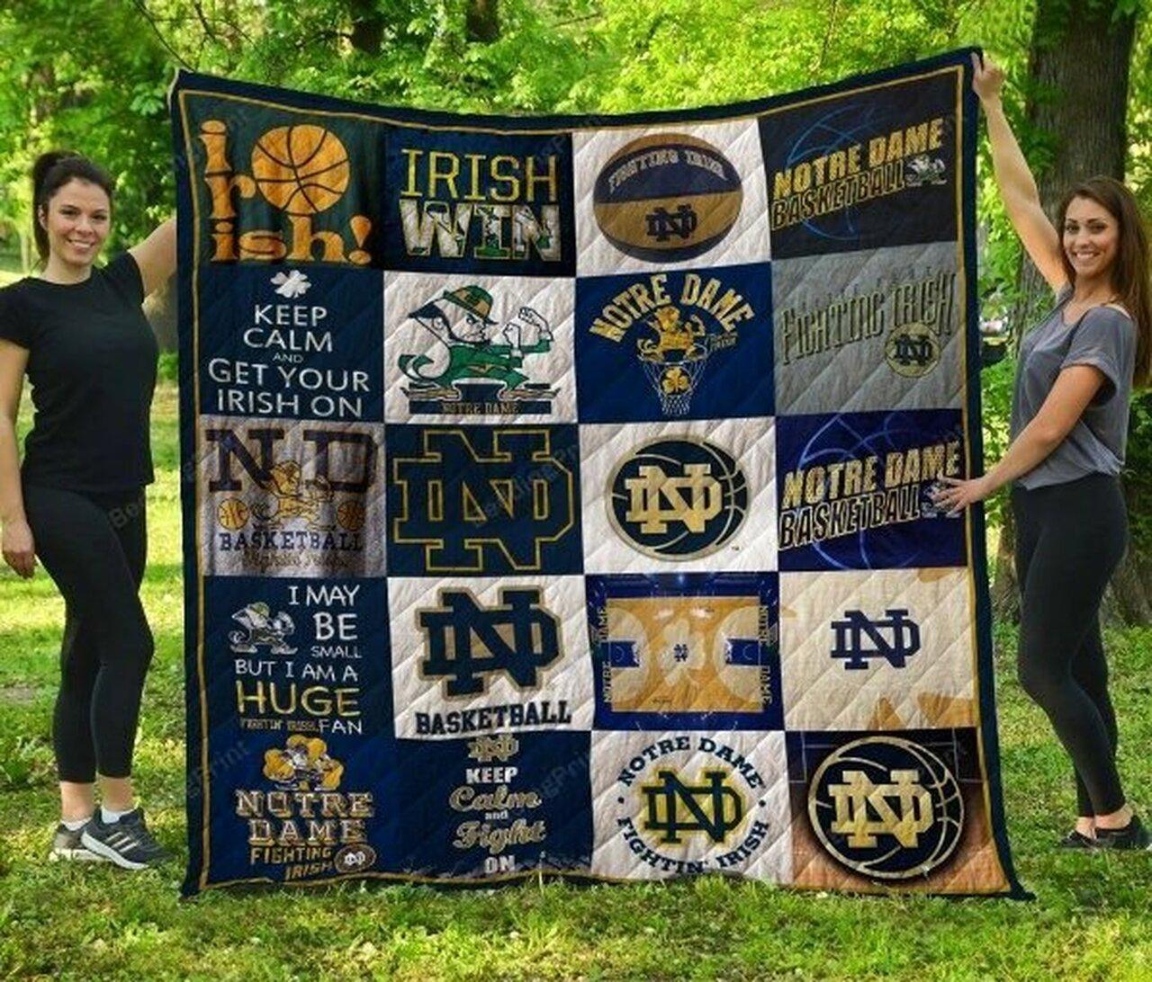 Notre Dame Fighting h Football Quilt Blanket