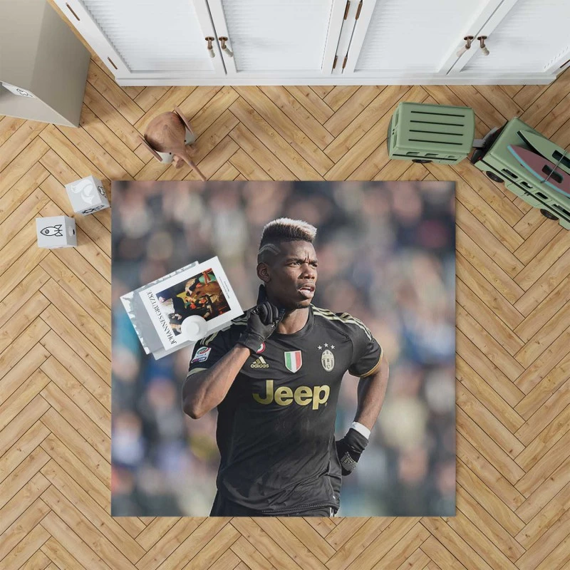 Paul Pogba Confident Juve Soccer Player Rug