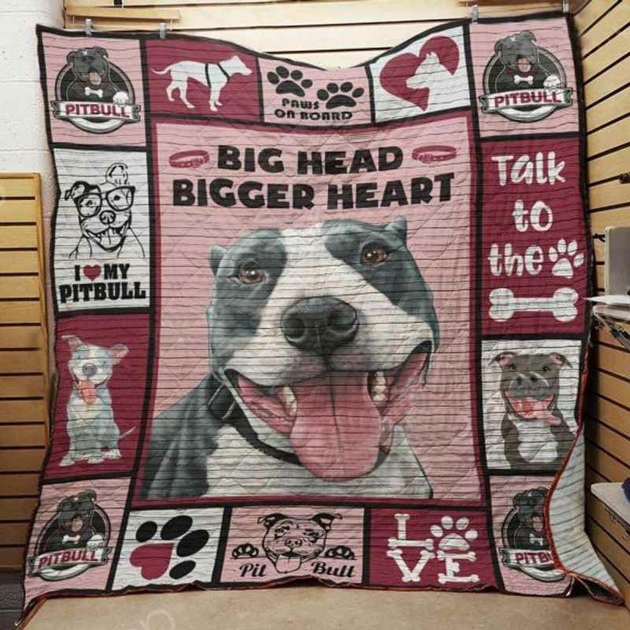 Pitbull Bigger Heart Dog Blanket Quilt