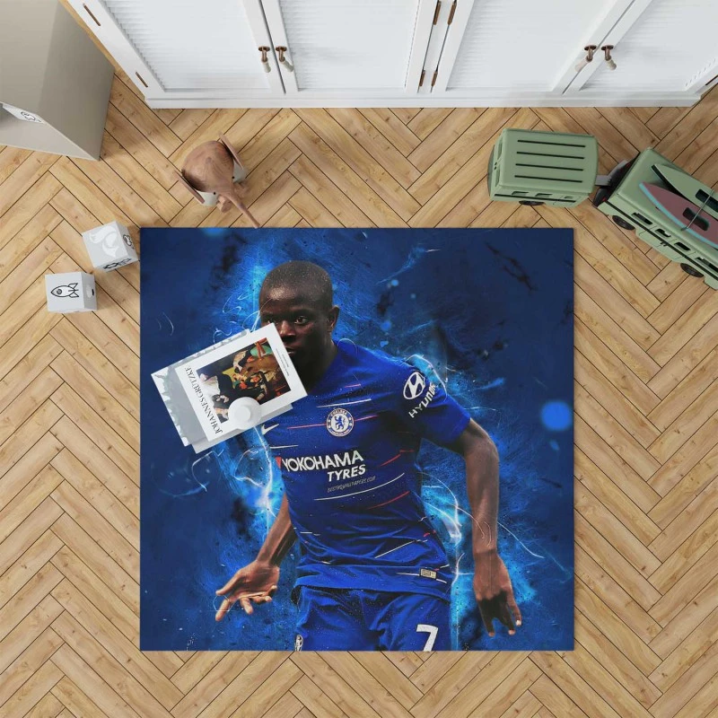 Powerful Chelsea Soccer Player N Golo Kante Rug
