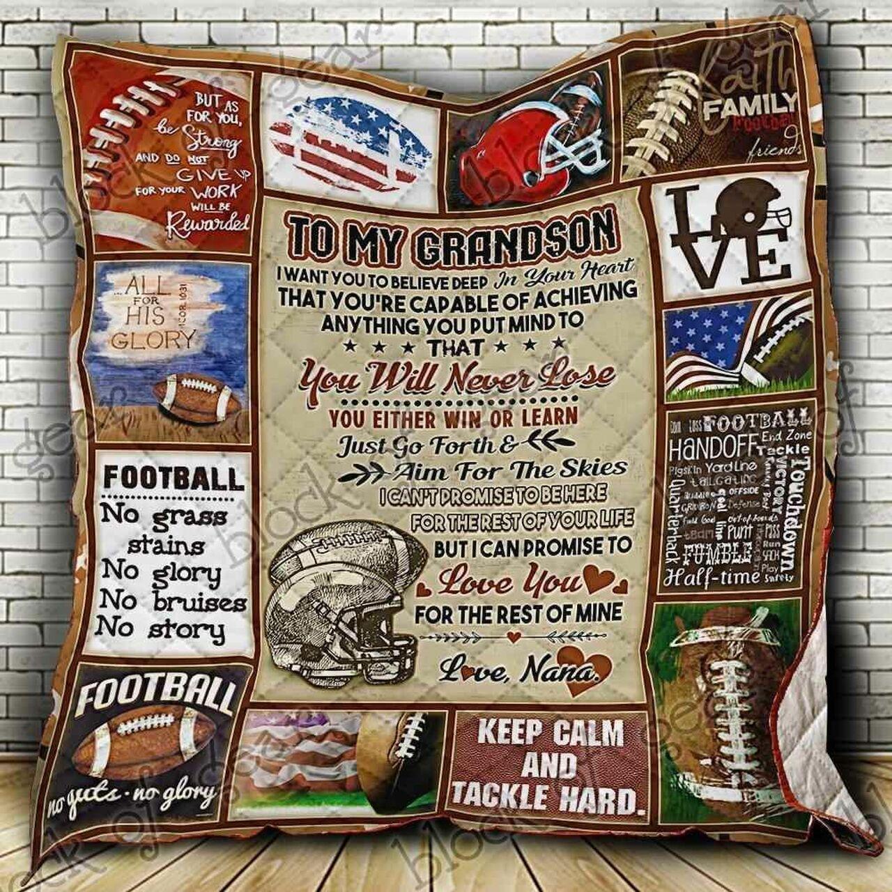 Football Gron Love Grandma Blanket Kc13071 Quilt