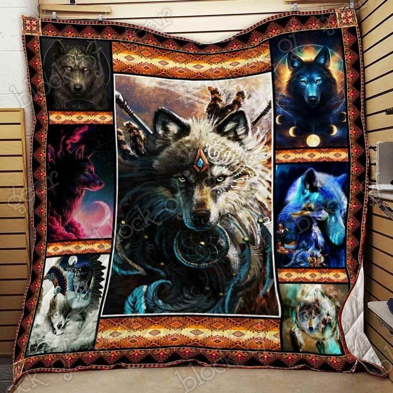 Native American Wolf Blanket Kc1507 Quilt