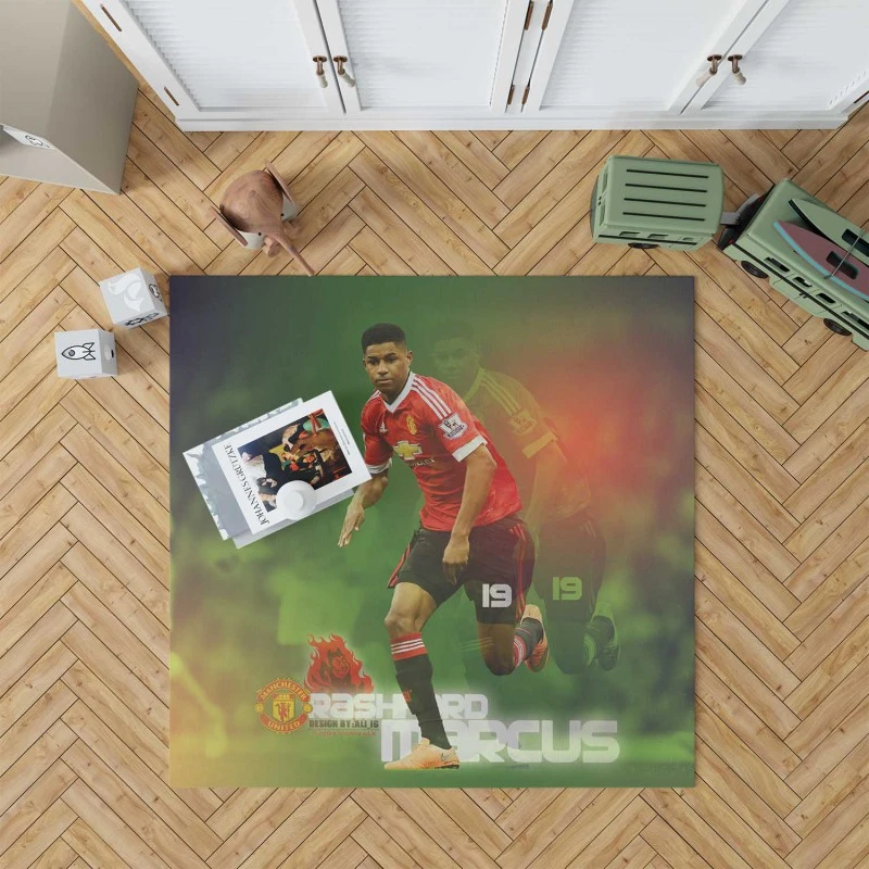 European Cup Soccer Player Marcus Rashford Rug