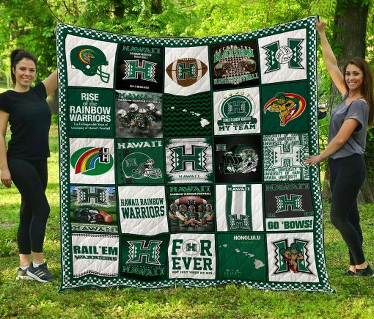 Ncaa Hawaii Rainbow Warr Quilt Blanket #1584
