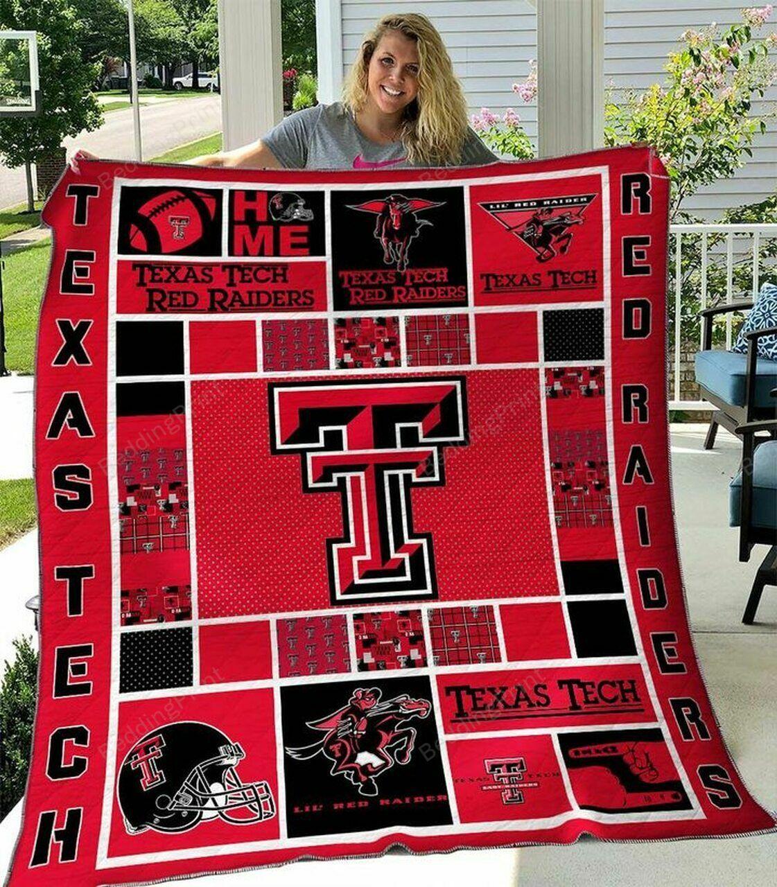 Ncaa T Tech Red Rai Quilt Blanket #399