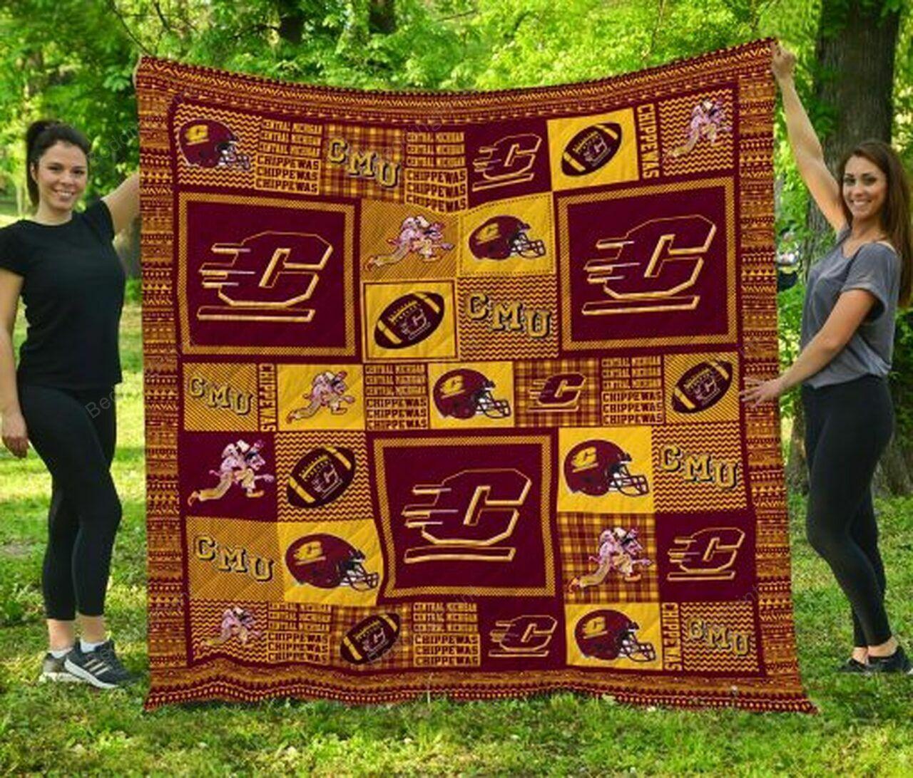 Ncaa Central Michigan Chipp Quilt Blanket #1327
