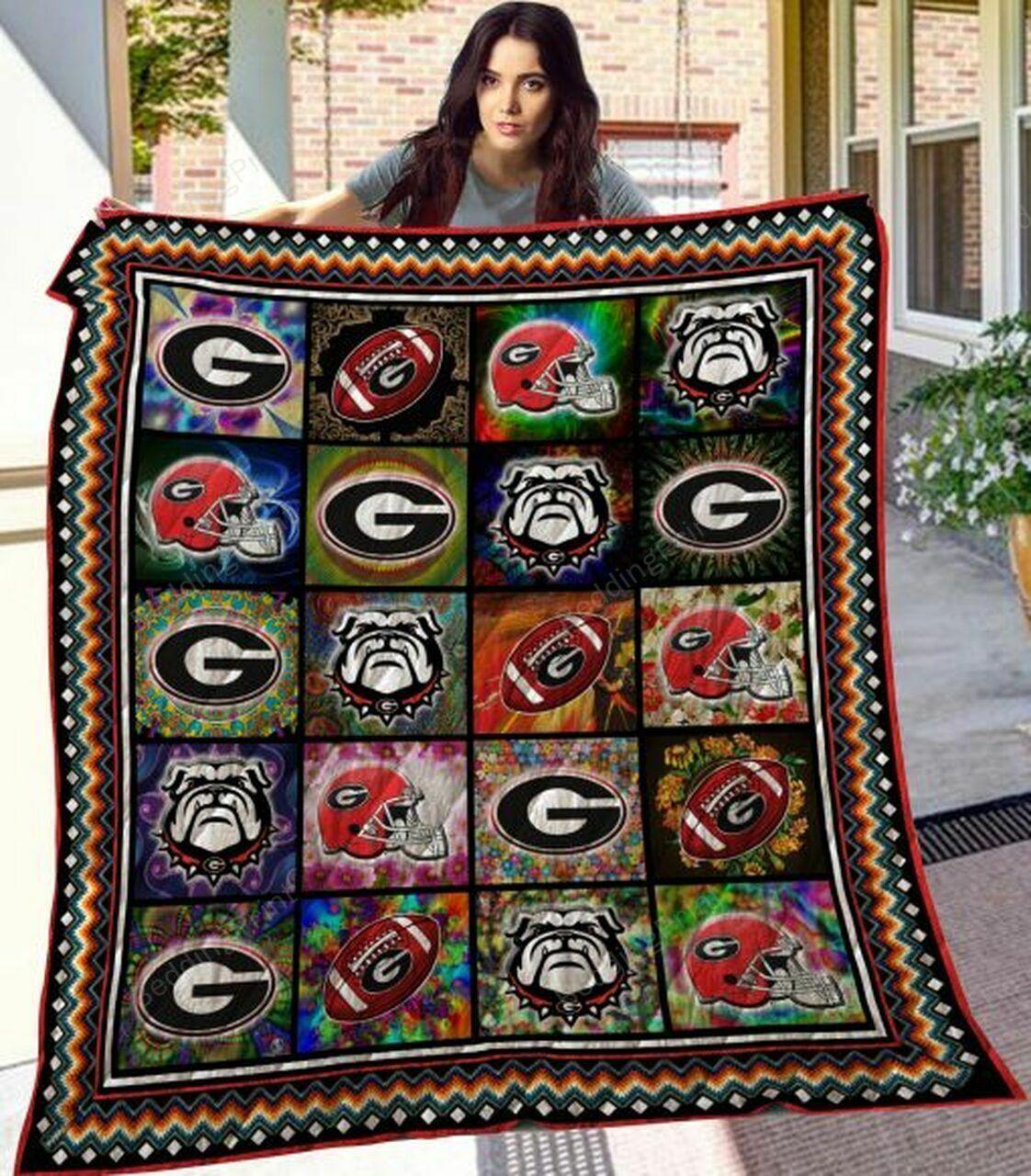 Ncaa Georgia Bull Quilt Blanket #857