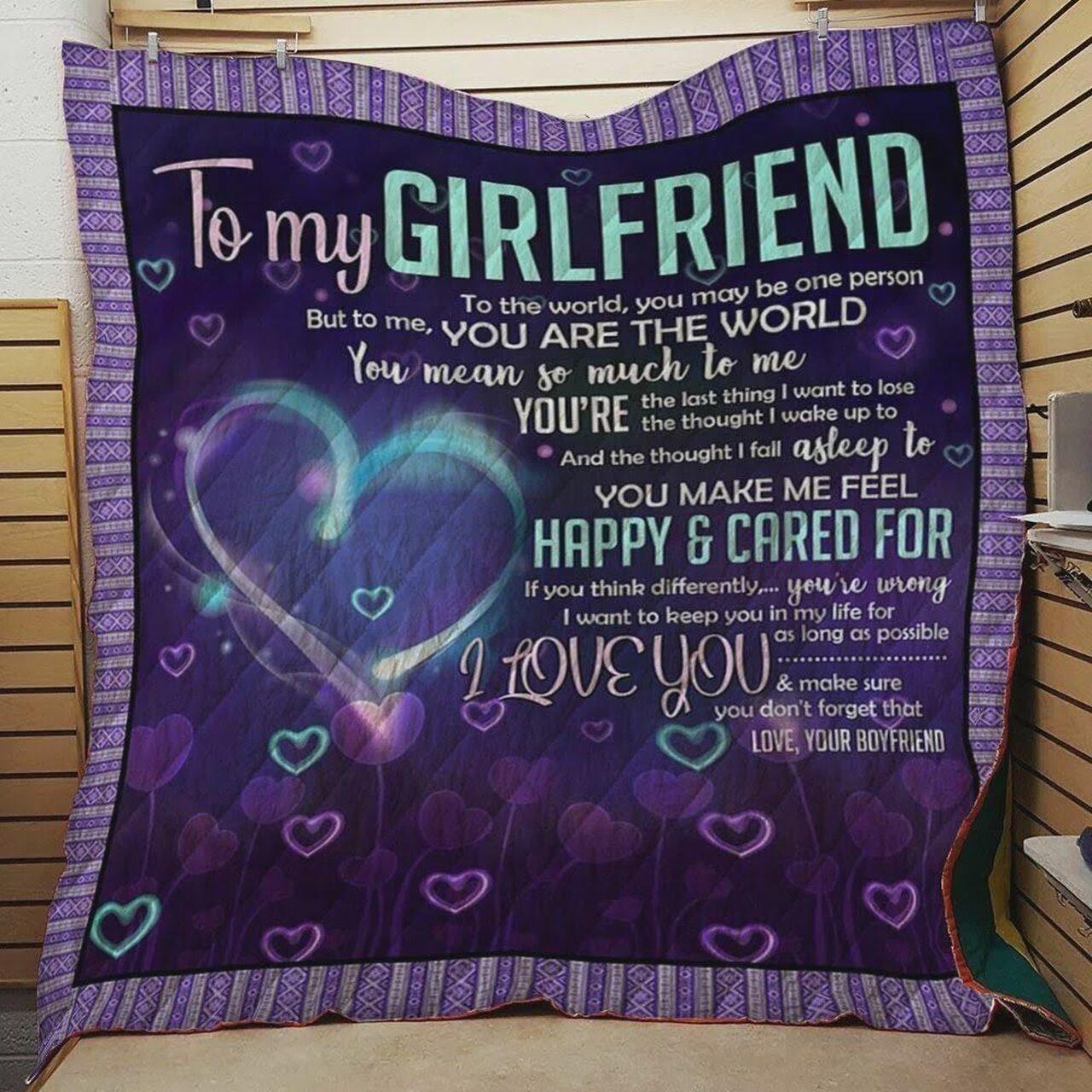 onalized Purple Heart To My Girlfriend Quilt Blanket From Boyfriend You Meo Much To Me Greattomized Blanket G For Birthday C Thgiving