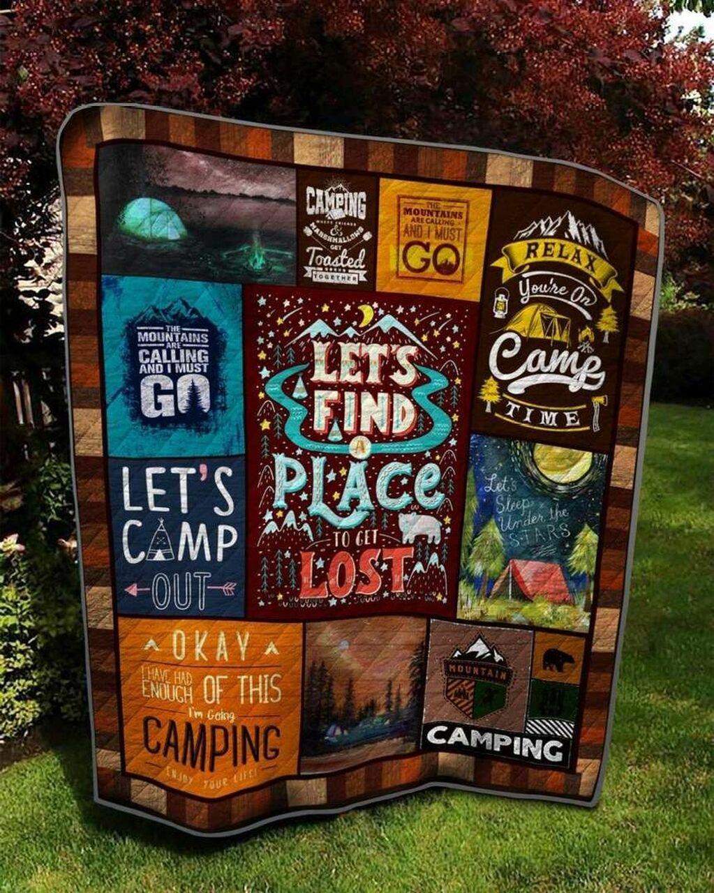Camping Find A Place To Gett Quilt Blanket Greattomized Blanket G For Birthday C Thgiving