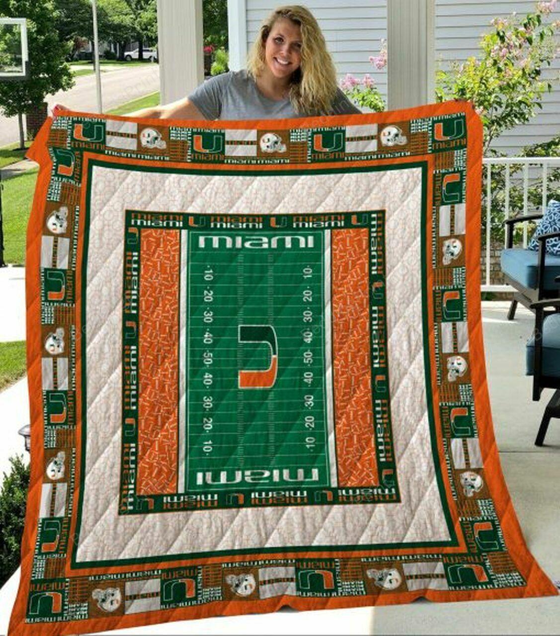 Ncaa Miami Hurric Quilt Blanket #142