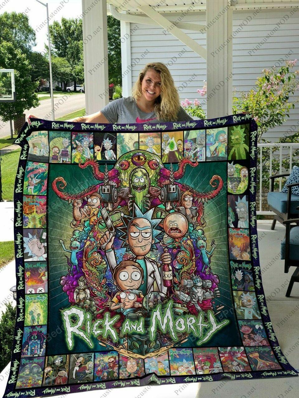 Rick And Morty Quilt Blanket Gift For