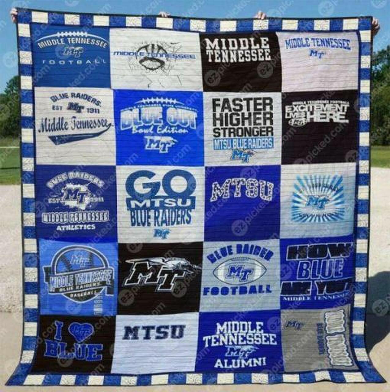 Ncaa Middle Testate Blue Rai Quilt Blanket #1259