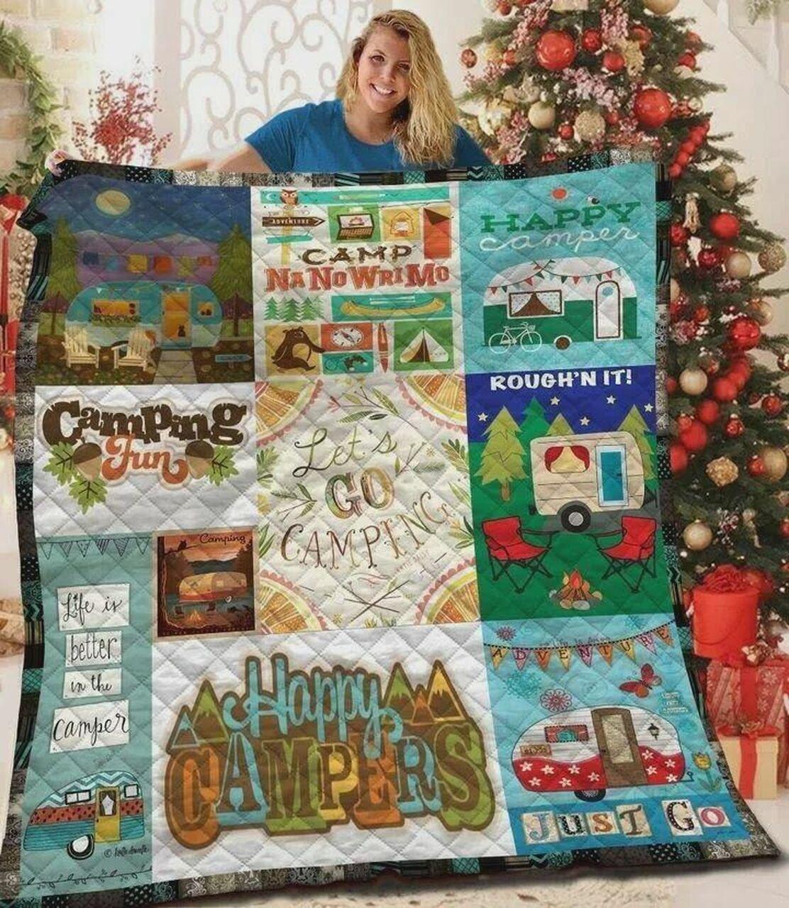 Camping Go Camping Lif Better In The Camper Quilt Blanket Greattomized Blanket G For Birthday C Thgiving