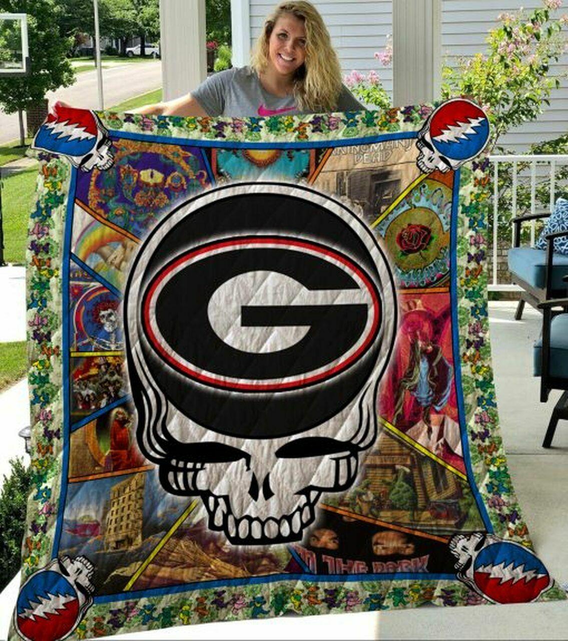 Ncaa Georgia Bull Quilt Blanket #855