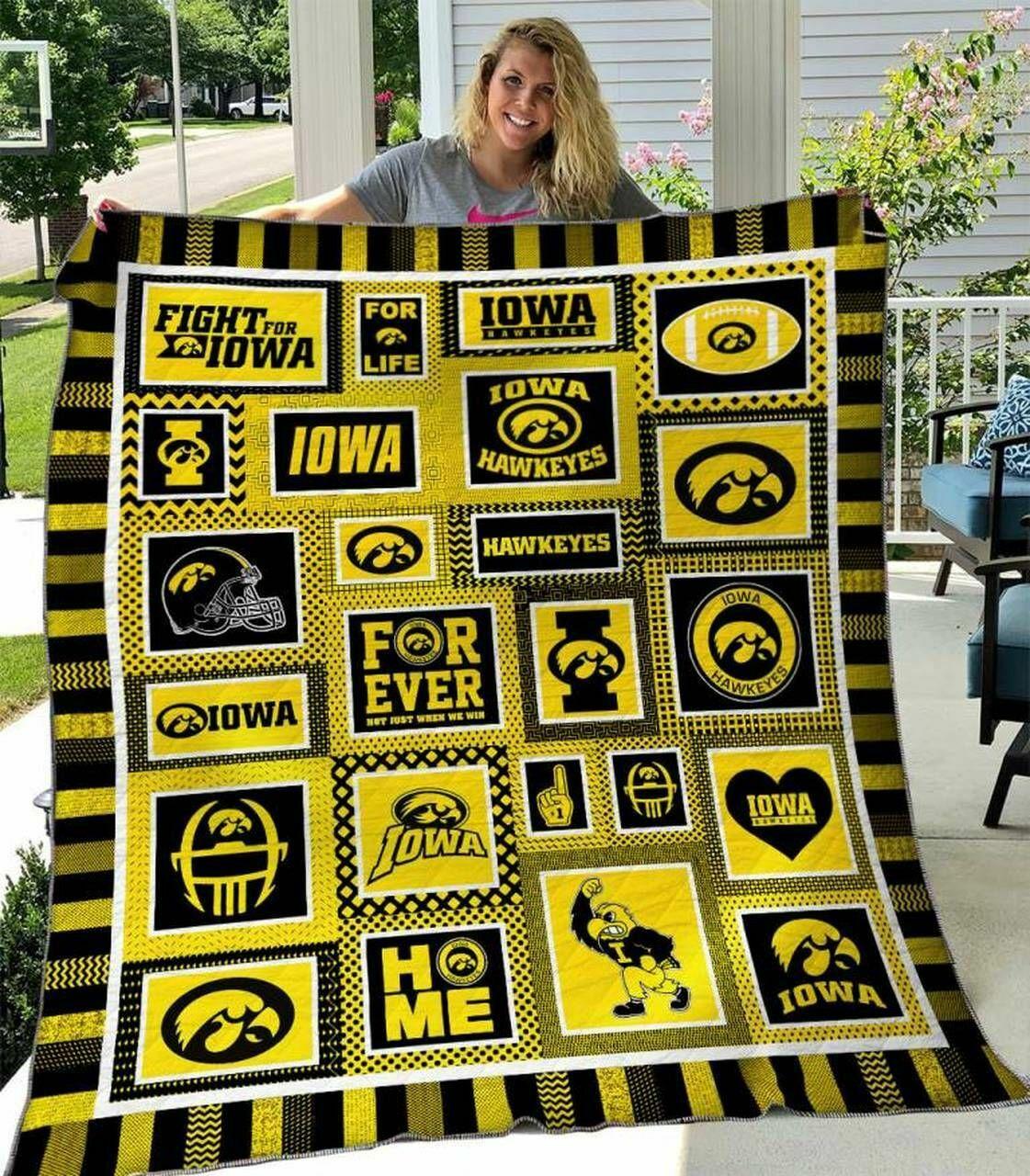 Ncaa Iowa Hawk Quilt Blanket #452