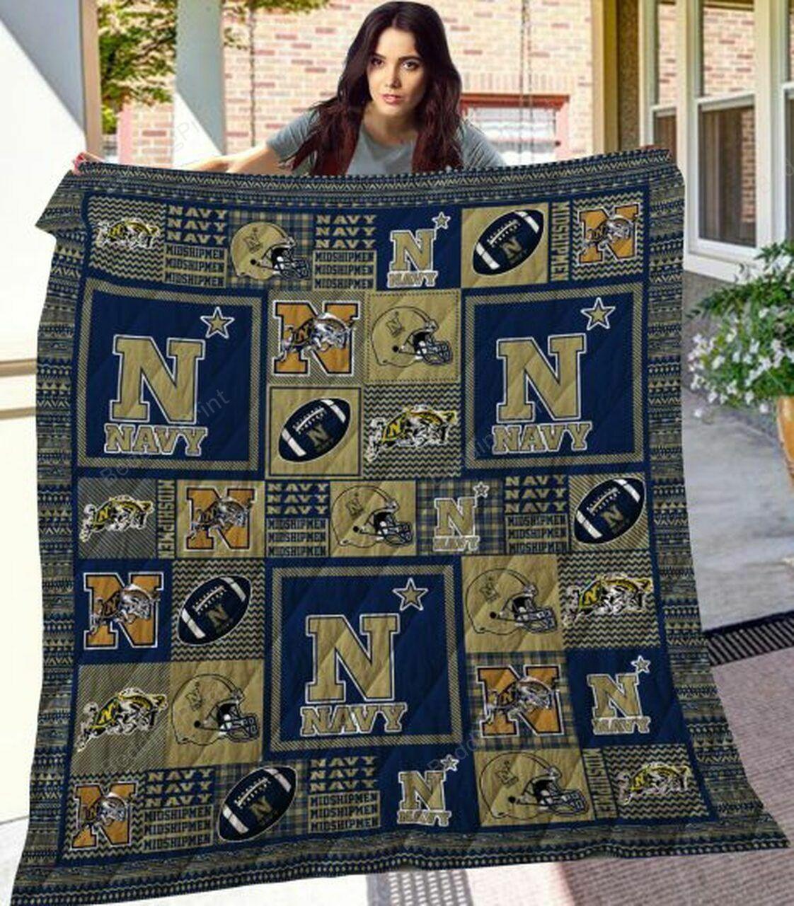 Ncaa Navy hipmen Quilt Blanket #1562