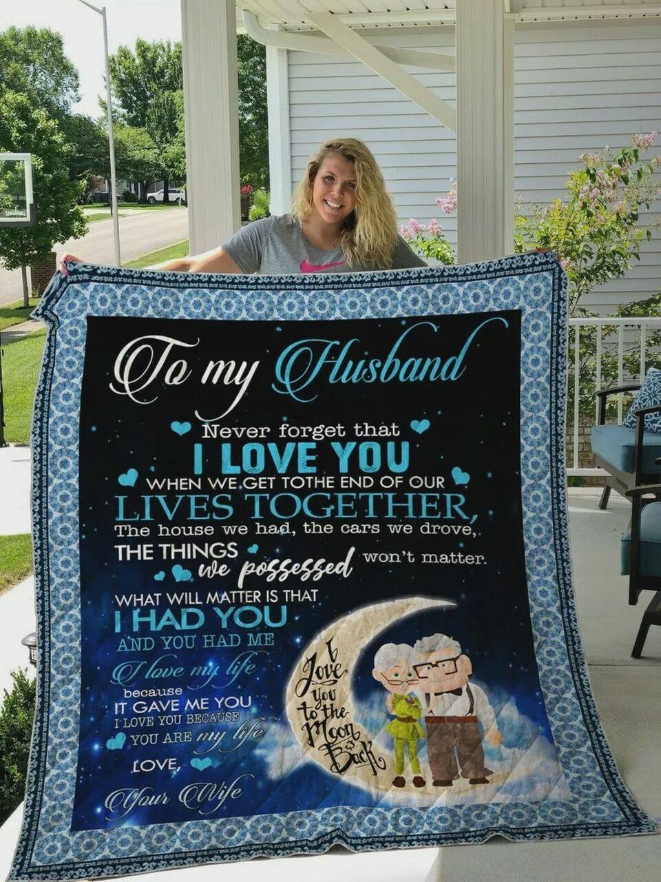 onalized Moon To Myband I Love You Quilt Blanket From Wife Greattomized Blanket G For Birthday C Thgiving Anniary