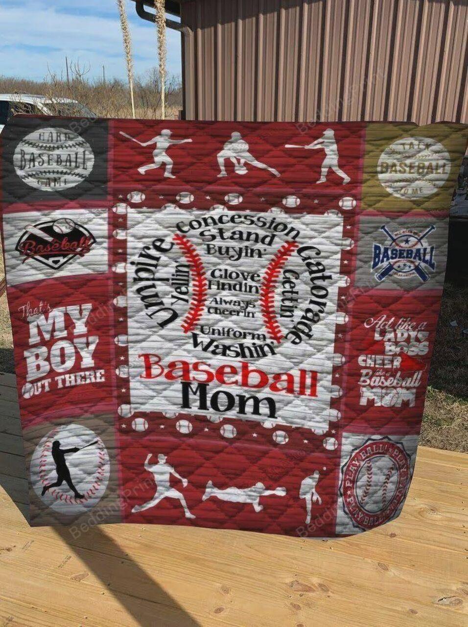 Baseball Mom Quilt Cheer Like Aeball Mom Quilt Blanket Greattomized Blanket G For Birthday C Thgiving Mot Day