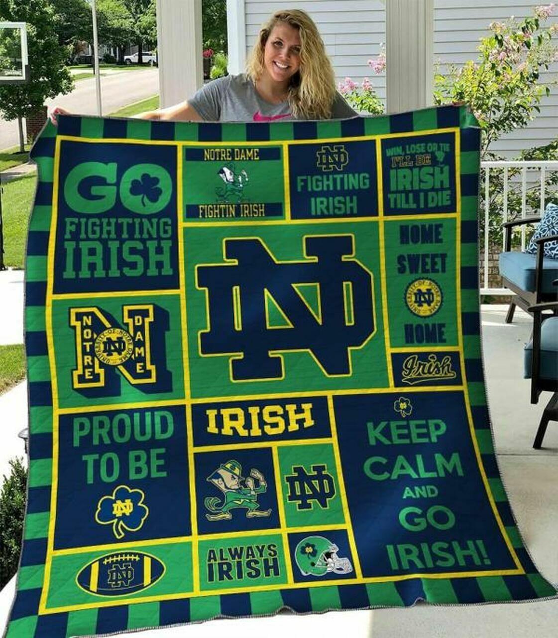 Ncaa Notre Dame Fighting h Quilt Blanket #190