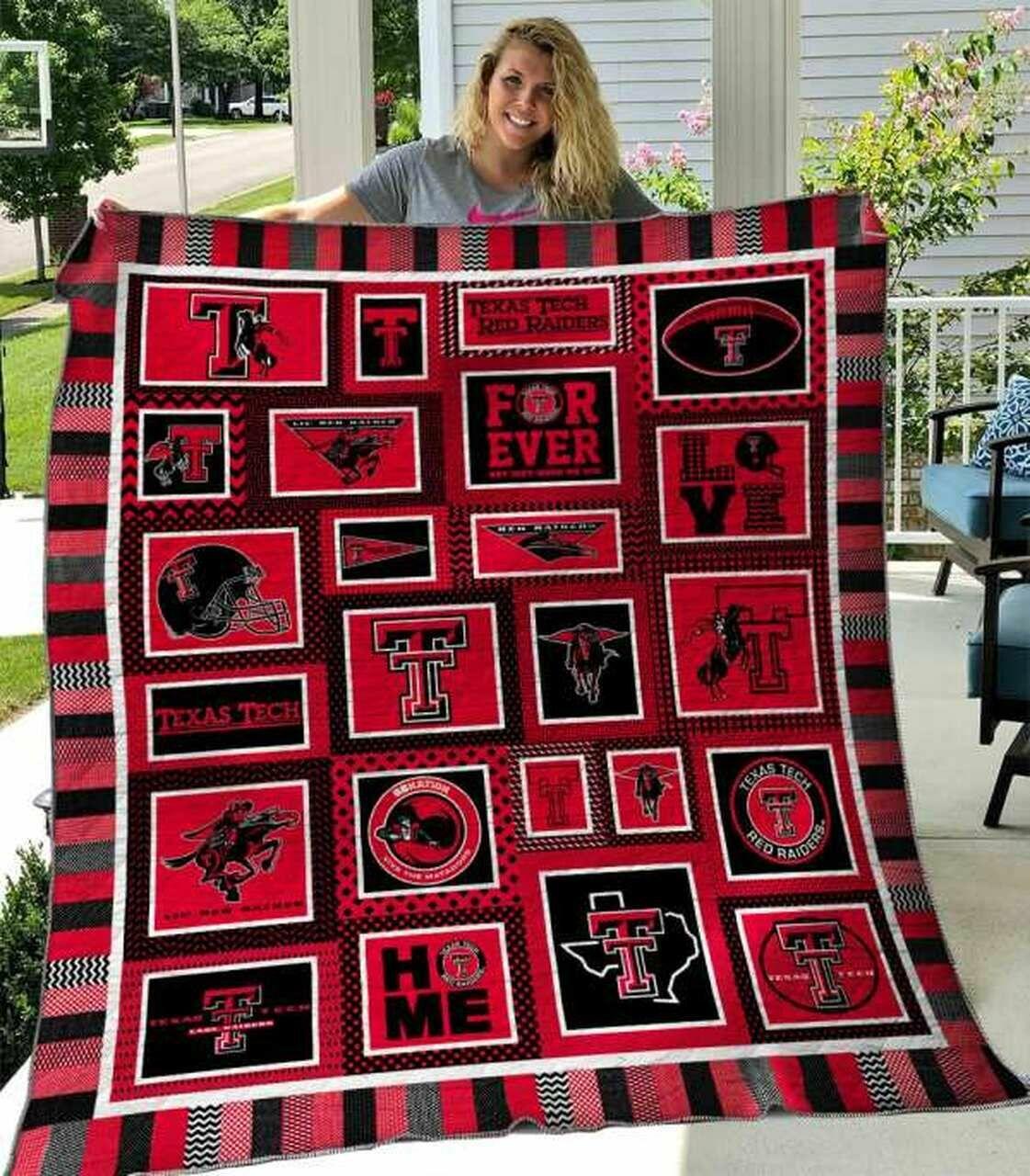 Ncaa T Tech Red Rai Quilt Blanket #392